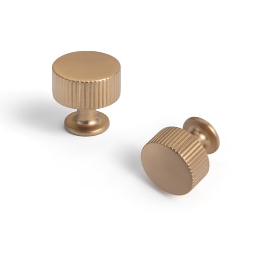Goo-Ki Champagne Bronze Zinc Alloy Cabinet Knob - Single Hole Striped Decorations Cabinet Pull Hardware for Bedroom, Kitchen, 6 Pack