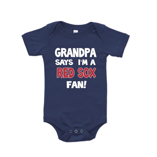 NanyCrafts' Grandpa Says I'm a Red Sox Fan Baby Bodysuit 6 Months Navy