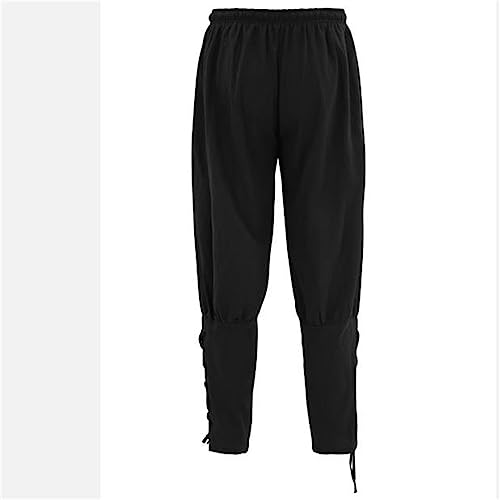 Pantalon de pirate médiéval noir XXL pour homme avec lacets