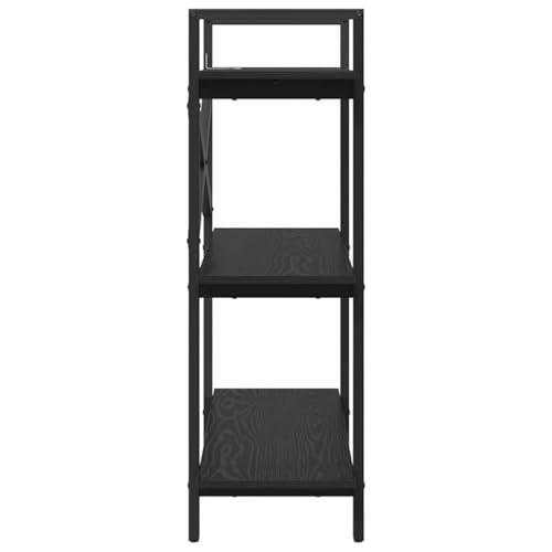Estantería de pie de metal duradera con acabado prémium de roble negro 7