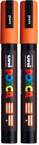 uni-ball 182514 - Marqueur POSCA à pointe ogive moyenne - orange (Lot de 2)