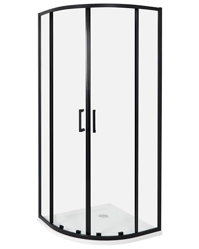 Cabina de ducha vidrio templado puerta doble corredera negro 80 x 80 x 185 cm Jukatan