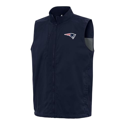Antigua Men's Navy New England Patriots Brisk Full-Zip Vest