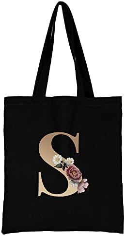 26 Letter Printed Canvas reusable grocery bags, Foldable Casual Travel HandBag, Shoulder Beach Tote Bags, Shopper bag eco friendly super strong washable Storage bags Shopping bag Canvas bag for Women