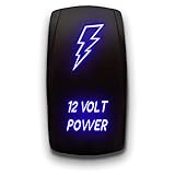 12 Volt Power - Blue - Laser Etched 5-Pin Double Pole Single Throw 12 Volt Power Maintained ON-Off D