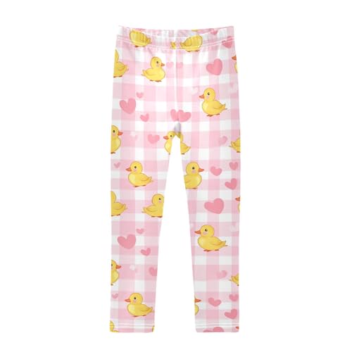 Yellow Duck Girls' Leggings Toddler Doodles Heart Pink Buffalo Check Kids Yoga Pants Dance Active Tights 4T
