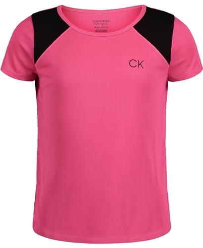 Image of Calvin Klein Girls Short Sleeve Performance T-Shirt, Crew-Neck Neckline & Logo Detailing
