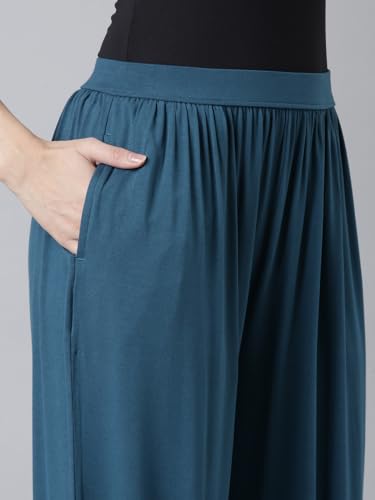 Image of GO COLORS Women Mid Rise Viscose Harem Pants | Wrinkle Free, Relaxed Fit, Free Size