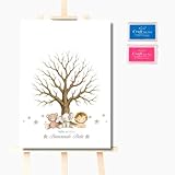 Genérico Árbol de Huellas Gender Reveal A3 – Lámina Recuerdo para Revelación de Género – Welcome Baby