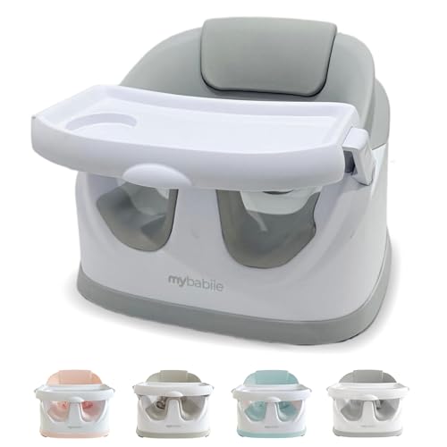 My Babiie MBHCB 2-in-1 Baby Booster Chair Feeding and Floor Seat for Toddlers Easy Clean Removable Tray with Cup Holder from 6 Months to 3 Years (15kg) Grey