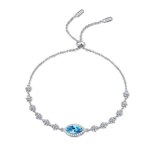 Bracelet en Argent Plaqué Platine et Moissanite Marquise StarGems