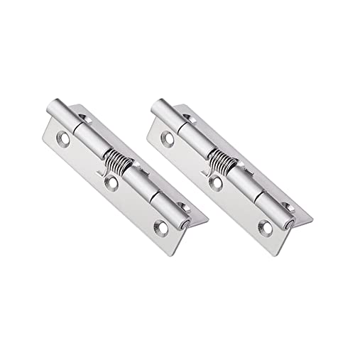 Spring Hinge Self Opening 2Pcs Stainless Steel Door Hinges, Automatic Closing Hinges for Invisible Doors, Closing Spring Hinges(100×50×2MM)
