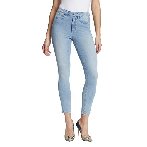 Skinnygirl Women's Misses Larry High Rise Skinny Ankle in 360 Flex Denim, Riviera Maya - Embroidered Sides, 32 Average