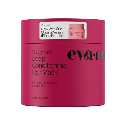 Eva NYC Therapy Session Deep Conditioning Hair Mask with Vegan Protein, Jojoba Oil + Argan Oil - Hydrate, Soften + Repair Hair Strength - Sulfate Free - Warm Vanilla Scent - 13.5 fl oz