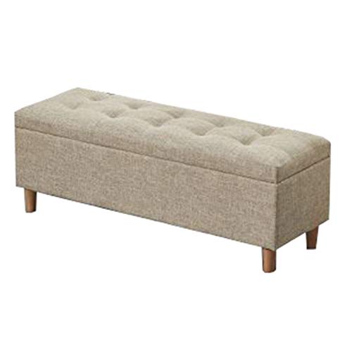 IBOWZ Puff Almacenaje, Otomana de Almacenamiento Plegable con Tapa abatible Taburete para Cambiar Zapatos para el hogar Almacenamiento masivo Patas de Madera Maciza Dormitorio