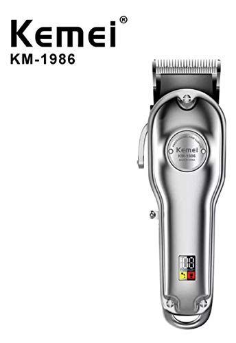 Máquina Cortar Cabelo Kemei 1986 Metal Recarregavel Bivolt cor PRATA