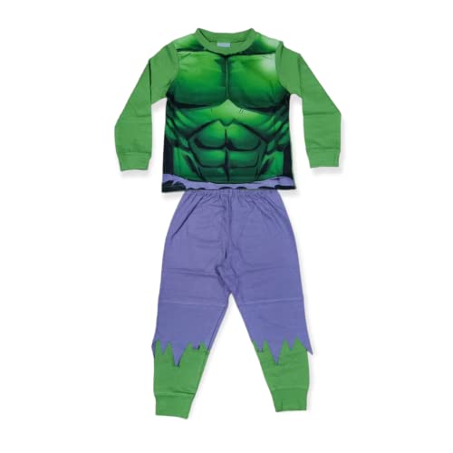 Textiles 4 Home Boys Avengers Long Pyjamas Novelty Nightwear Hulk (2 to 8 Years) (as8 age 7_years 8_years regular) Green