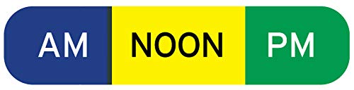 AM NOON PM, Medication Instruction Label, 1-5/8" x 3/8"