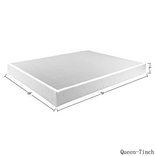 Panana-5-Inch-Metal-Box-Spring-Bed-BaseHeavy-Duty-Steel-with-Fabric-CoverMattress-FoundationWooden-Frame-Easy-AssemblyTwinWhite