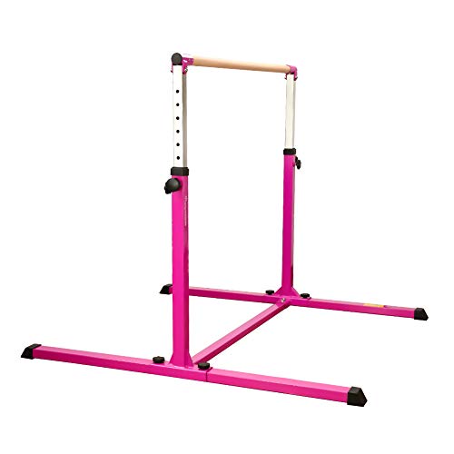 PreGymnastic Professional No Wobble Adjustable(3'-5') Gymnastics Kip Bar with 304 Grade Stainless arm