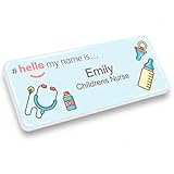 Badgemaster Hello My Name is Logo Bottle and Dummy Badge Premium Domed White White 76 x 32mm Doctor Student Nurse Clinical Practitioner Healthcare Assistant Medical Staff GP