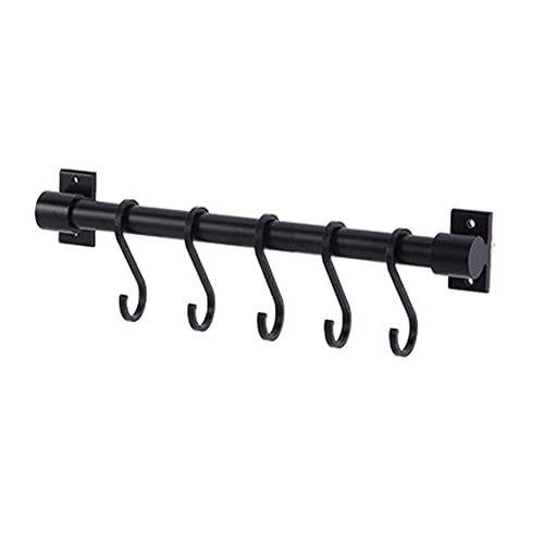 Celbon 30cm Colgador de Utensilios de Cocina Barra Cocina Utensilios organizador de utensilios de cocina con 5 Ganchos Movible Colgador Aluminio para Utensilios Cocina Olla Sartén