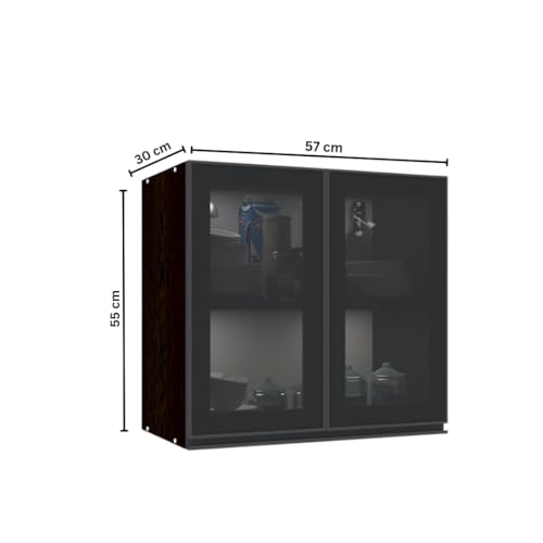 Image of SPECIALITY PANELS Multipurpose Cabinet with Modern Elegance Tinted Glass Wall Cabinet, Space Organizer for Office /Kitchen in (Flowery Wange, 2 Glass Shutter)