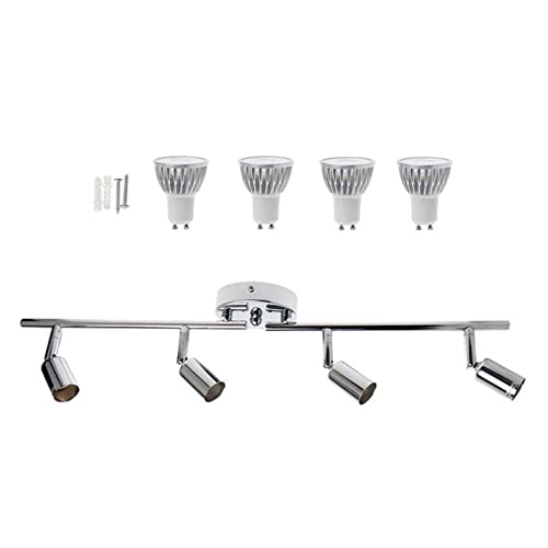 Track Lighting Kit, 24W 4 Head Foldable Ceiling Spot Light with Rotating Heads, Directional Kitchen Ceiling Spotlight for Office, Kitchen,Dining Room,Bedroom.