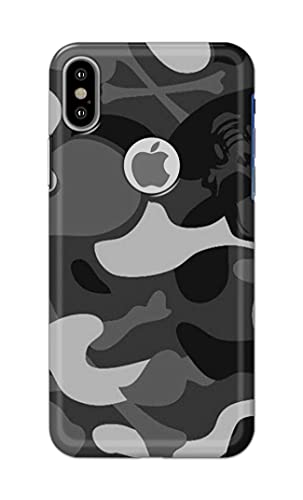 Image of Printed Hard Back Cover Case for Apple iPhone X | iPhone 10 | iPhone Xs | iPhone 10s Logo View Back Cover (Army Pattern) -702