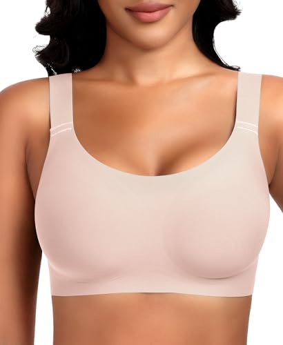 Image of Wireless Jelly Seamless Bras for Women No Underwire Tshirt Full Coverage Padded Bra Comfortable Everyday Bralettes