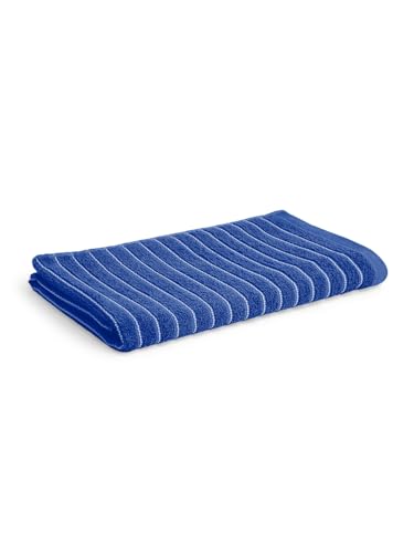 Image of Welspun 2-in-1 100% Cotton 250 GSM Dobby Weave Plain Large Bath Towel|Quick Dry & Highly Absorbent Bath Towel - 75 x 150Cm - Dark Blue