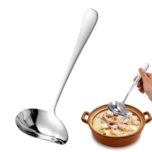 Cucchiaio da salsa, mestolo da zuppa con beccuccio, 17,5 cm, cucchiaio da salsa, piccolo mestolo da zuppa in acciaio inox, utensile da cucina per salse, zuppe e condimenti, lavabile in lavastoviglie