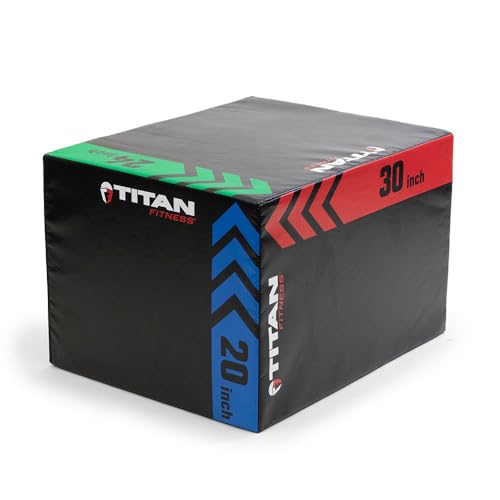 Titan Fitness Heavy Foam Plyometric Jump Box, 20in 24in 30in, Pro-Duty Foam Plyo Box, Step Up Exercise Platform, Box Squat, Step-Up, Box Jumps for Home Garage Gym Training