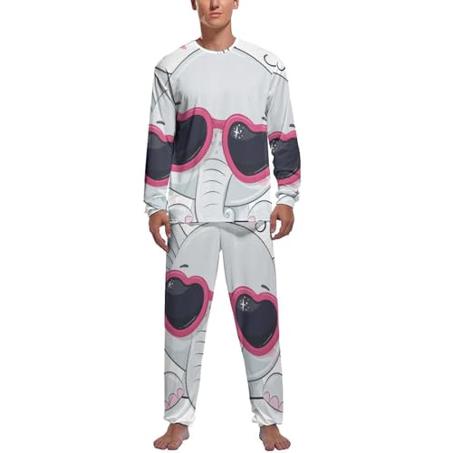 Pantalon et Haut de Pyjama Homme Éléphant contre le Froid de la Nuit