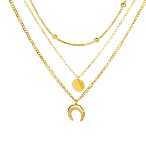 Collier Croissant de Lune Argent 925 | Pendentif Phase de Lune Vintage Homme Femme