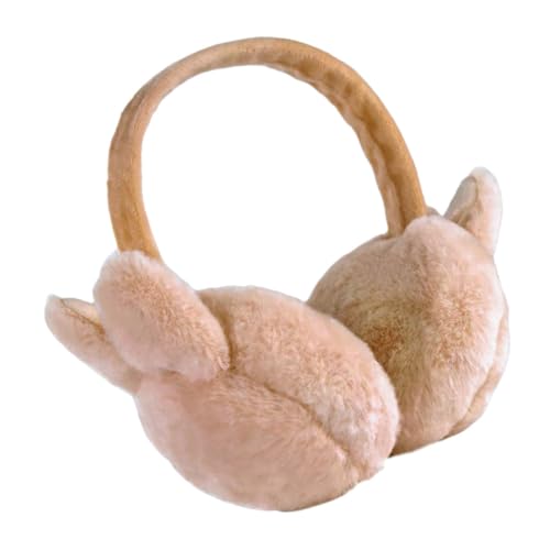 Cartoon Bunny Earmuffs for Comfortable and Warm Ear Protectors for Outdoor Activities Like Skiing and Snowboarding Adorable Foldable Design Khaki Color