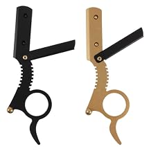 Beavorty Manual Razor Set 2 Pcs Finger Razors for Men Beard Shaving and Eyebrow Grooming Straight Edge Metal Barber Tools 5.11 Inch