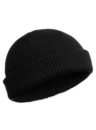 Black, Fisherman Skullies, Men, Women, Beanies, Candy Color, Trendy, Stylish Casual Fashion.
