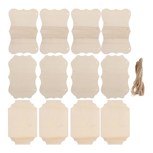 KESYOO 12個 未完成木製ハンギングサイン 用木質掲示板 飾り付けに 結婚式 カフェ 店舗ドア装飾 クラフト用無地木製プレート