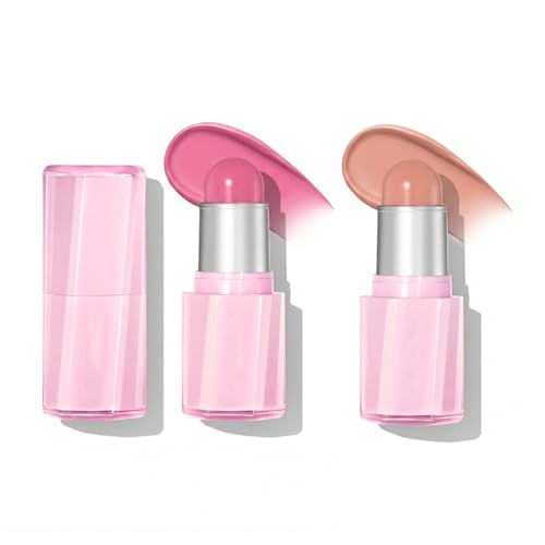 Reccisokz 2 Pezzi Blush Stick Brillante Cremoso, Multifunzionale, Facile Da Applicare E Sfumare, Per Guance, Occhi E Labbra,Adatto A Tutti I Tipi Di Pelle