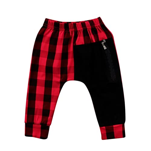 Boys Dress Jacket Plaid Printed Long Pants with Zipper Pocket Trousers