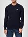 Lacoste Men's Cable Knit Cotton Sweater, Navy Blue/Green, Large