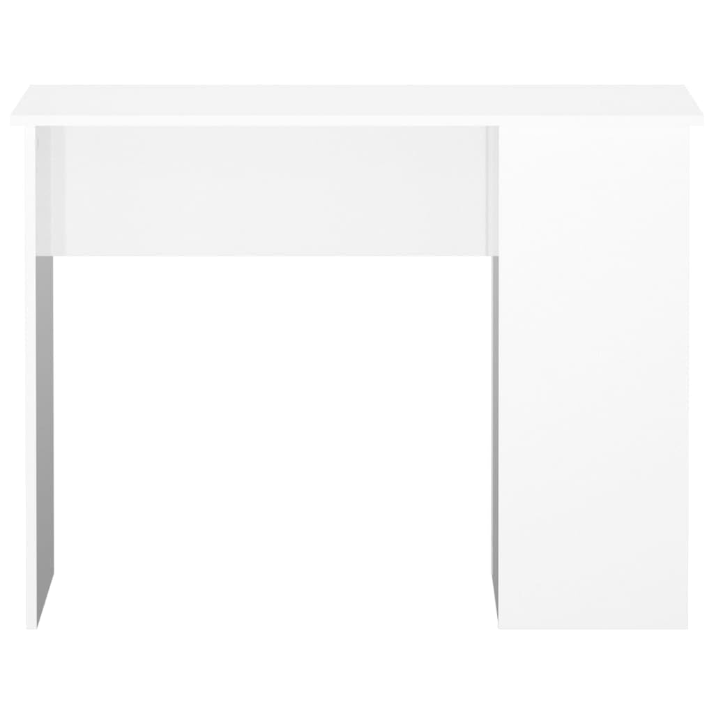 Scrivania bianca lucida, 100 x 55 x 75 cm, scrivania per computer con 2 scomparti, in legno, per studio e ufficio, moderna scrivania da ufficio con spazio per libri e raccoglitori