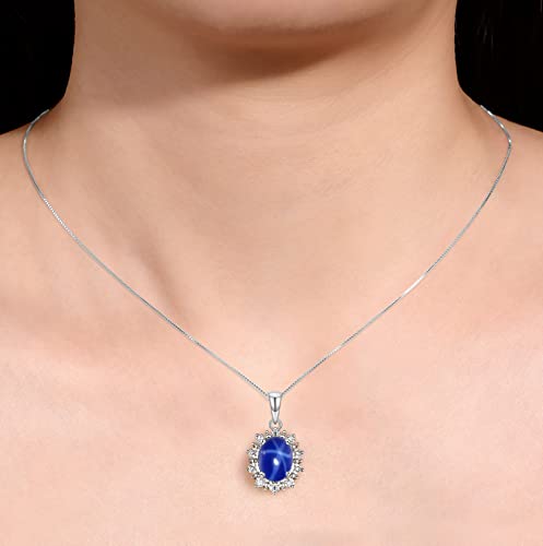 RYLOS Princess Diana Inspired Necklace: Gemstone & Diamond Sterling Silver Pendant, 18 Chain, 9X7MM Birthstone, Women's Jewelry2