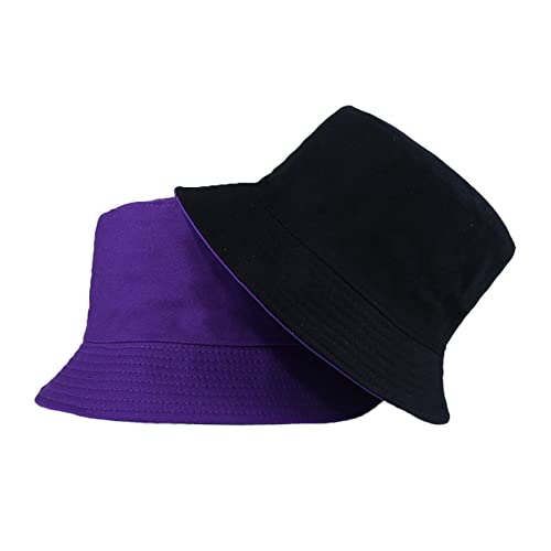 Elicafvarie Fischerhut - Bucket Hat Spring Summer Fashion Dark Purple Print Fischer Beach Sonne Faltbare Mütze Für Männer Frauen Outdoor Sport Wandern Camping Reisen, Wie Gezeigt, 55,58Cm Cover