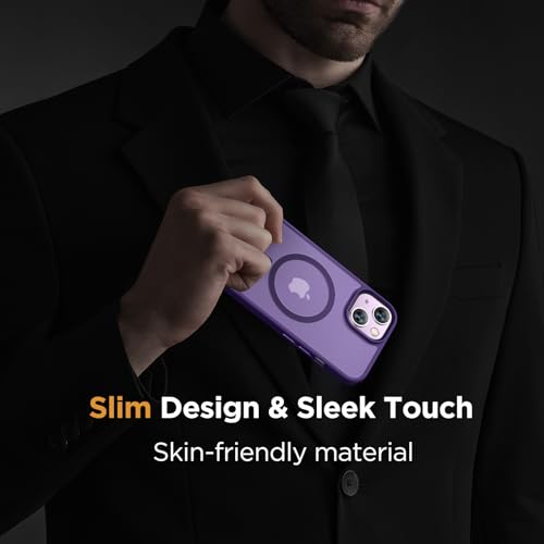 Image of Miracase Magnetic for iPhone 15 Case (Compatible with MagSafe)(with 2X Screen Protectors) Military-Grade Protection, Anti-Fingerprint Translucent Matte Phone Cover for iPhone 15 6.1 inch, Dark Purple