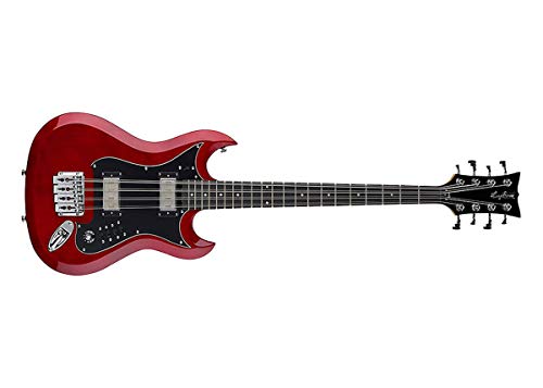 Hagstrom H8II-BLK Guitare basse 8 cordes Noir brillant Wild Cherry Transparent - Les Beatles, Paul McCartney, John Lennon, RIngo Starr, George Harrison Hagstrom H8II-BLK Guitare basse 8 cordes Noir brillant Wild Cherry Transparent – Image 3