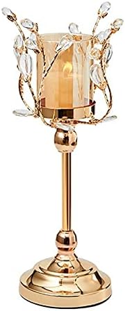 candle-holder Flower Branch Crystal Candle Holder Decoration Lamp Luxury Romantic Dining Table Candle Light Dinner Props Home Decoration Candle Holder candlestick(Medium)