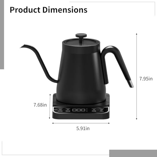 Tetera eléctrica negra de acero inoxidable 1L con control de temperatura miniatura 4