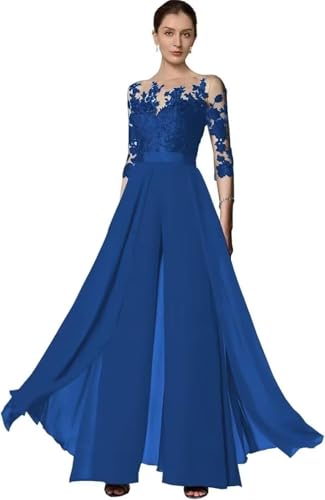 Long Sleeve Mother of The Bride Pant Suits for Wedding Sequins Lace Formal Outfits for Women Jumpsuits